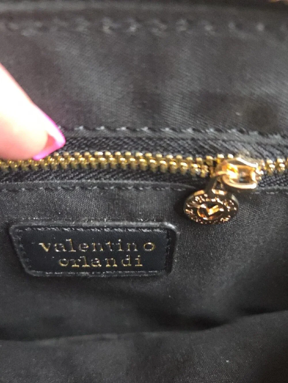 Valentino Orlandi Black Crossbody Bag with Gold Studs